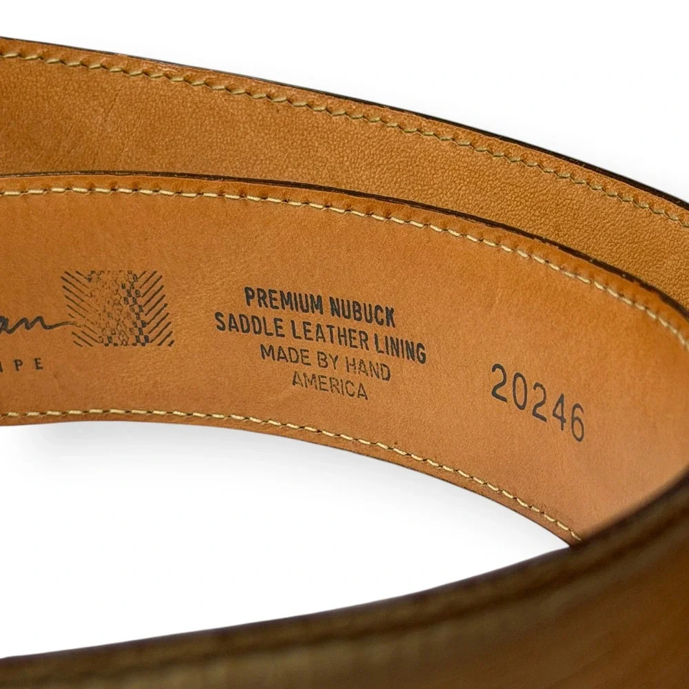 Martin Dingman Belt Nubuck Leather Cream Suede Mens Sz 38 Sand USA Made $128